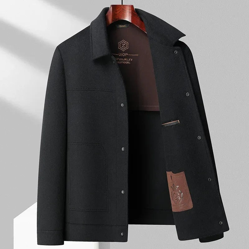 Moretti Wool Shacket with Point Collar Large Snap Buttons and Patch Pockets