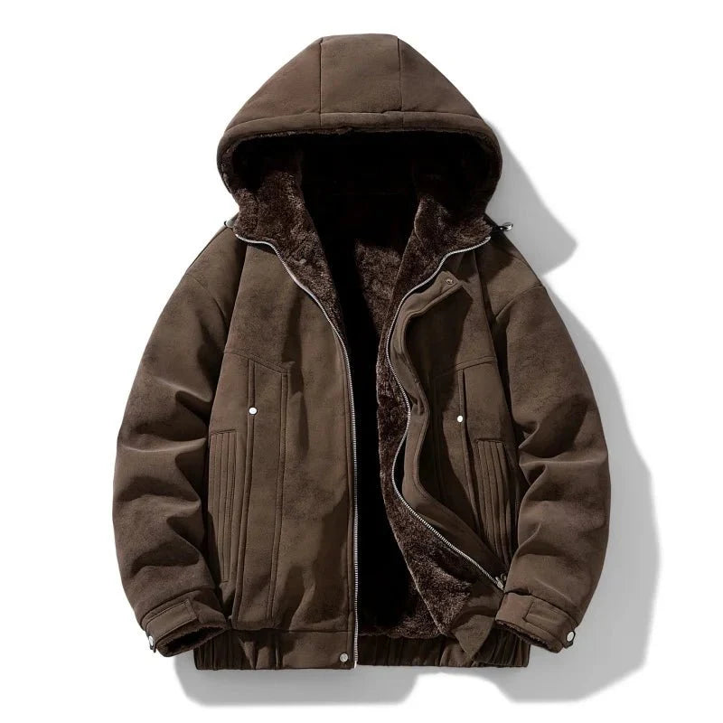 Reversible Fleece Hoodie with Teddy Sherpa Outer and Smooth Suede Interior