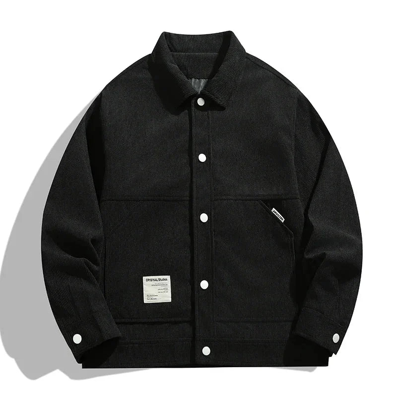 Studio Original Boxy Corduroy Jacket with Snap Button Front and Large Patch Pockets