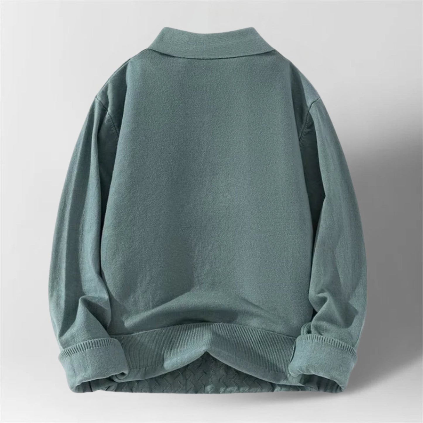 Serrano Oversized Quarter Zip Polo, Wave Knit Texture With Ribbed Cuffs