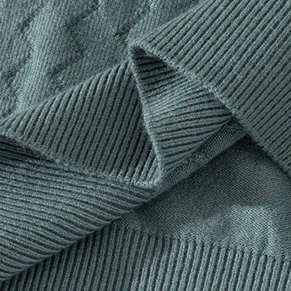 Serrano Oversized Quarter Zip Polo, Wave Knit Texture With Ribbed Cuffs