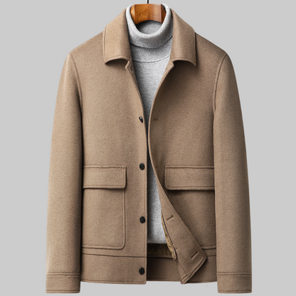 Mercer Wool Car Coat with Spread Collar Single Breasted Front and Dual Patch Pockets