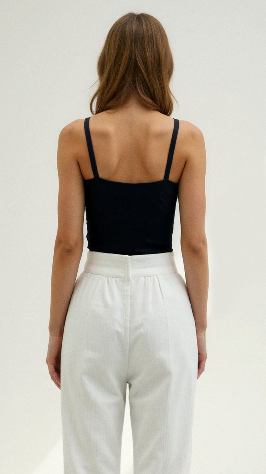 Remi Sweetheart Neckline Fitted Crop Camisole Tank Top with Thin Straps