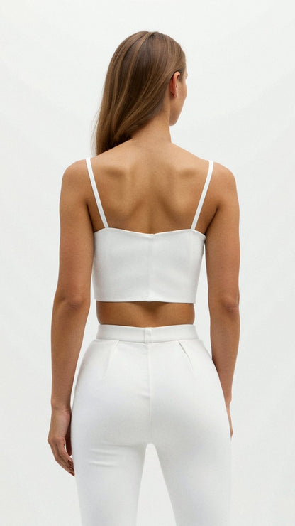Remi Sweetheart Neckline Fitted Crop Camisole Tank Top with Thin Straps
