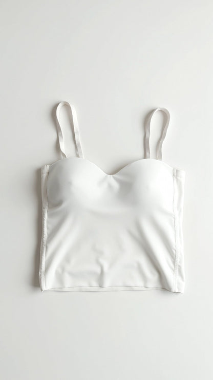 Remi Sweetheart Neckline Fitted Crop Camisole Tank Top with Thin Straps