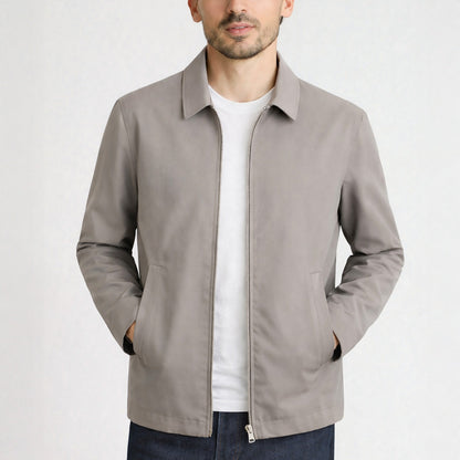 Midtown Lightweight Canvas Jacket with Shirt Collar and Glen Plaid Interior Lining