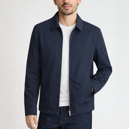 Midtown Lightweight Canvas Jacket with Shirt Collar and Glen Plaid Interior Lining