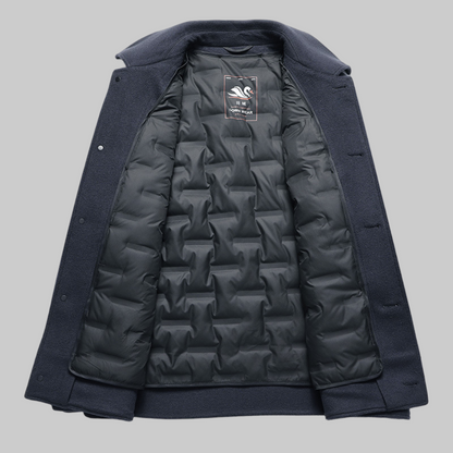 Mercer Wool Car Coat with Spread Collar Single Breasted Front and Dual Patch Pockets