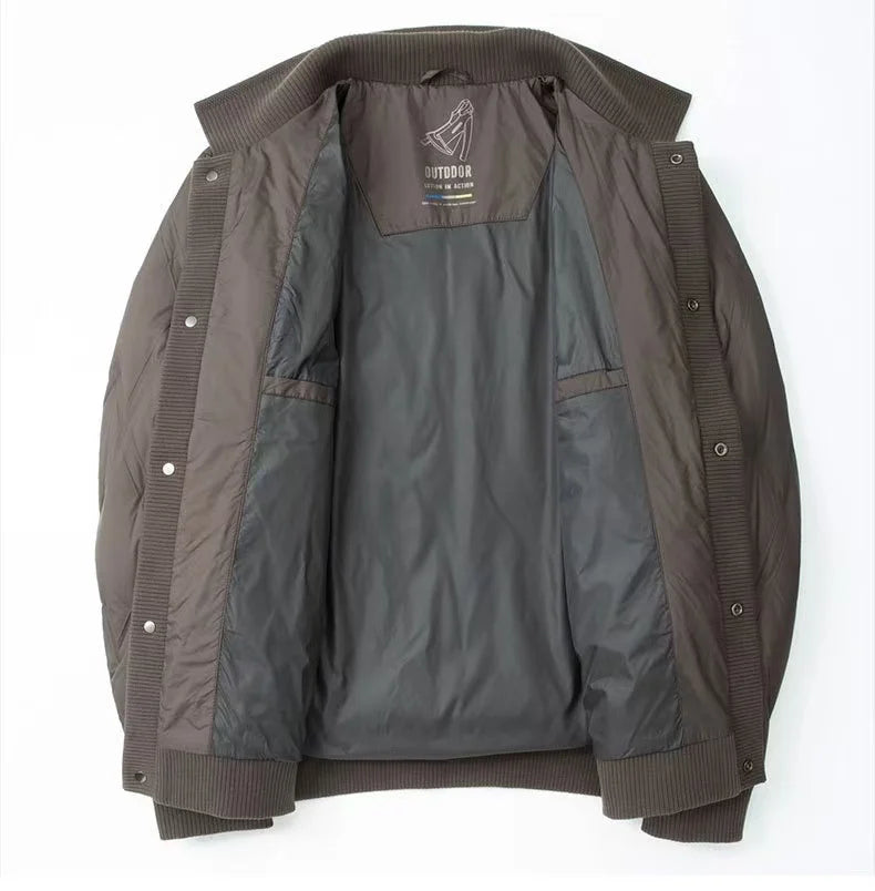 Halden Down Quilted Bomber Jacket featuring Diamond Puffer Shell and Knit Trim