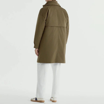 Briar Long Field Coat with Oversized Lapel and Zip Up Inner Collar