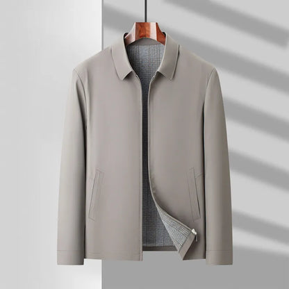 Midtown Lightweight Canvas Jacket with Shirt Collar and Glen Plaid Interior Lining