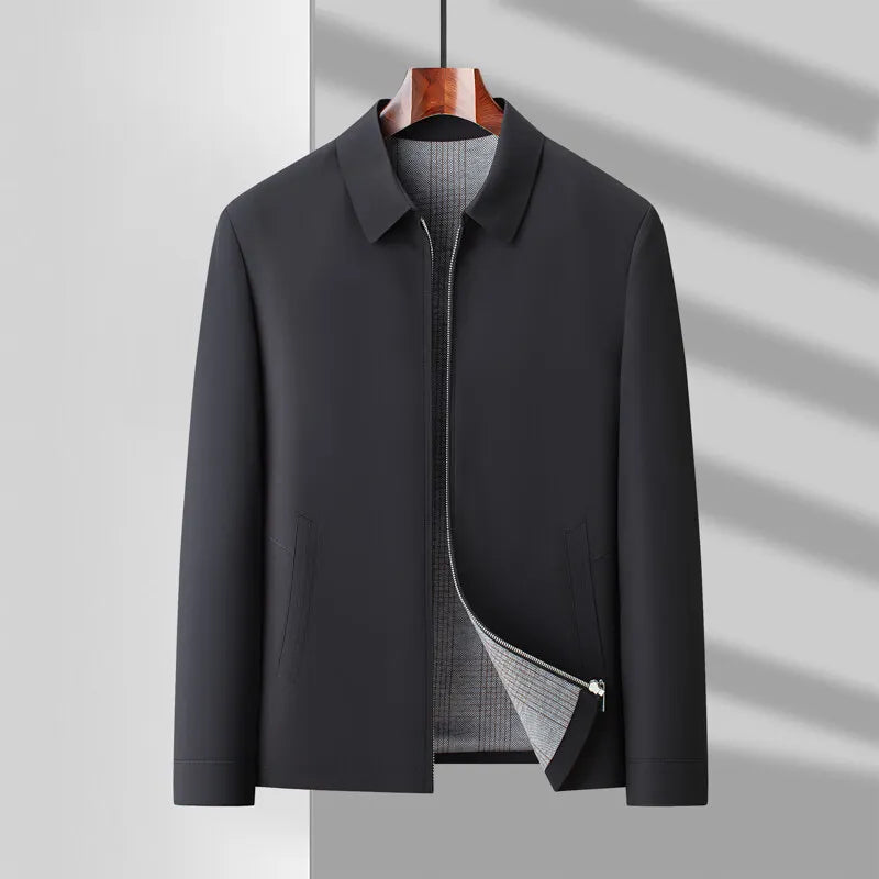 Midtown Lightweight Canvas Jacket with Shirt Collar and Glen Plaid Interior Lining
