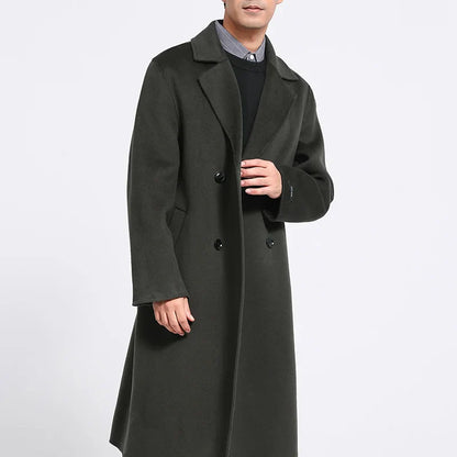 Valencia Long Wool Double-Breasted Notched Lapel Classic Winter Overcoat