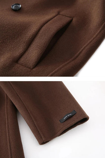 Valencia Long Wool Double-Breasted Notched Lapel Classic Winter Overcoat