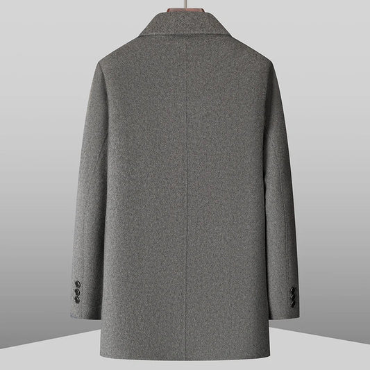 Santori Wool Overcoat with Notch Lapel and Detachable Quilted Down Inner Vest