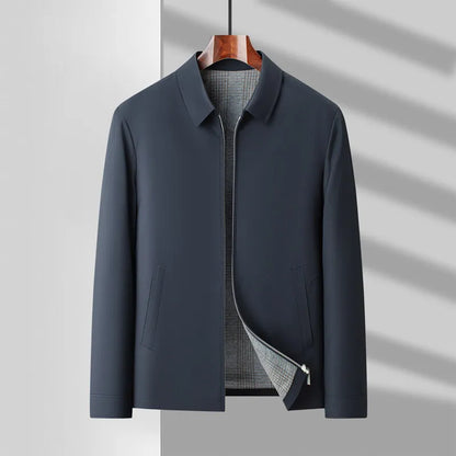 Midtown Lightweight Canvas Jacket with Shirt Collar and Glen Plaid Interior Lining