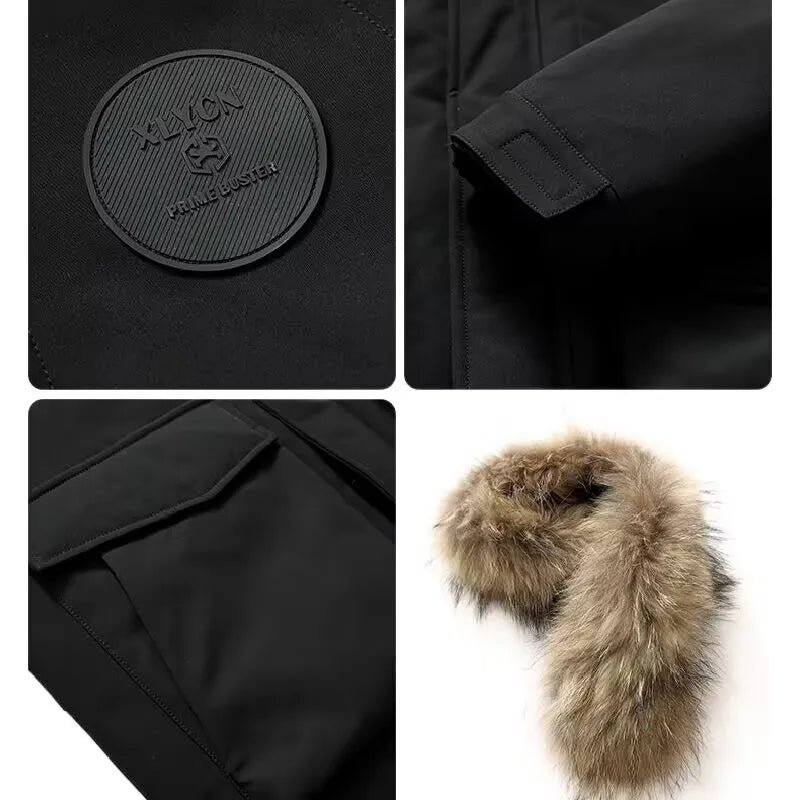 Tundra Down Parka Fur-Trim Hood with Quilted Down Vest Lining and Snap Placket