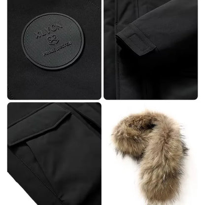 Tundra Down Parka Fur-Trim Hood with Quilted Down Vest Lining and Snap Placket