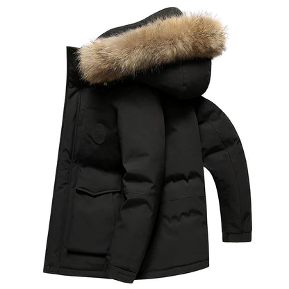Tundra Down Parka Fur-Trim Hood with Quilted Down Vest Lining and Snap Placket
