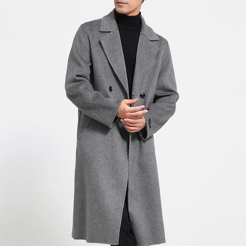 Valencia Long Wool Double-Breasted Notched Lapel Classic Winter Overcoat