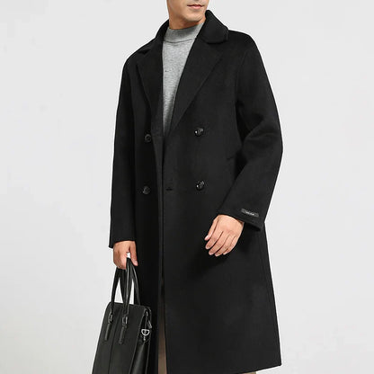 Valencia Long Wool Double-Breasted Notched Lapel Classic Winter Overcoat