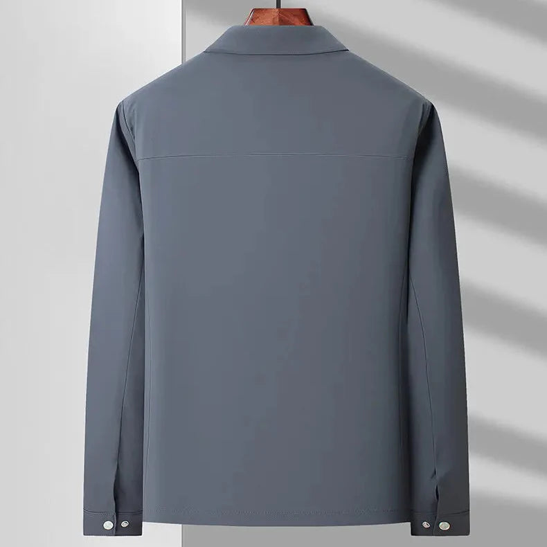 Midtown Lightweight Canvas Jacket with Shirt Collar and Glen Plaid Interior Lining
