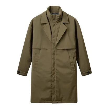 Briar Long Field Coat with Oversized Lapel and Zip Up Inner Collar
