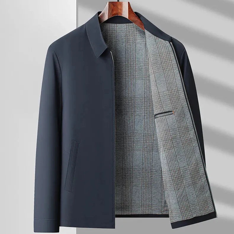 Midtown Lightweight Canvas Jacket with Shirt Collar and Glen Plaid Interior Lining
