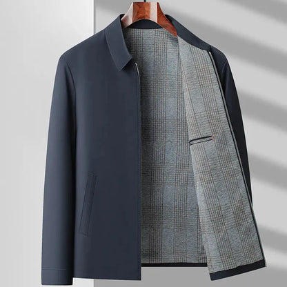 Midtown Lightweight Canvas Jacket with Shirt Collar and Glen Plaid Interior Lining