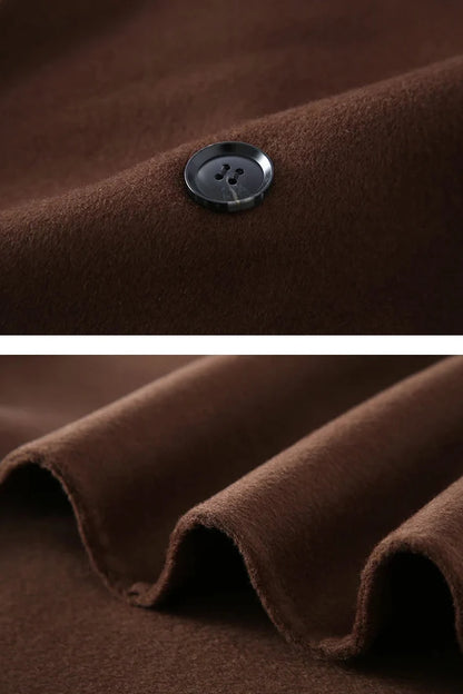 Valencia Long Wool Double-Breasted Notched Lapel Classic Winter Overcoat