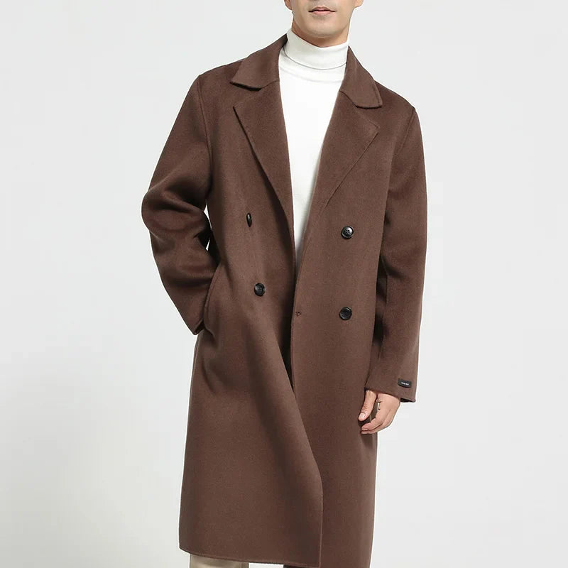 Valencia Long Wool Double-Breasted Notched Lapel Classic Winter Overcoat