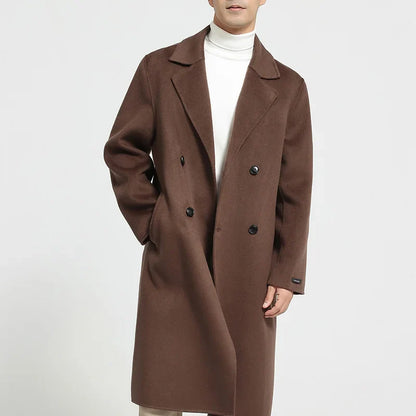 Valencia Long Wool Double-Breasted Notched Lapel Classic Winter Overcoat
