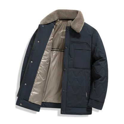 Utility Quilted Sherpa Collared Jacket with Ripple Quilt Shell and Satin Interior