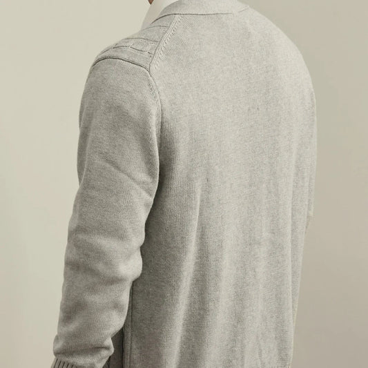 Avellino Cable Knit Cardigan with Vertical Cable Pattern and Deep V Neckline