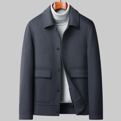 Mercer Wool Car Coat with Spread Collar Single Breasted Front and Dual Patch Pockets