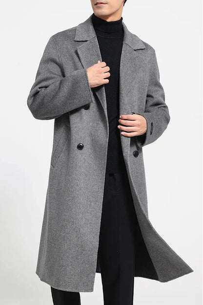Valencia Long Wool Double-Breasted Notched Lapel Classic Winter Overcoat