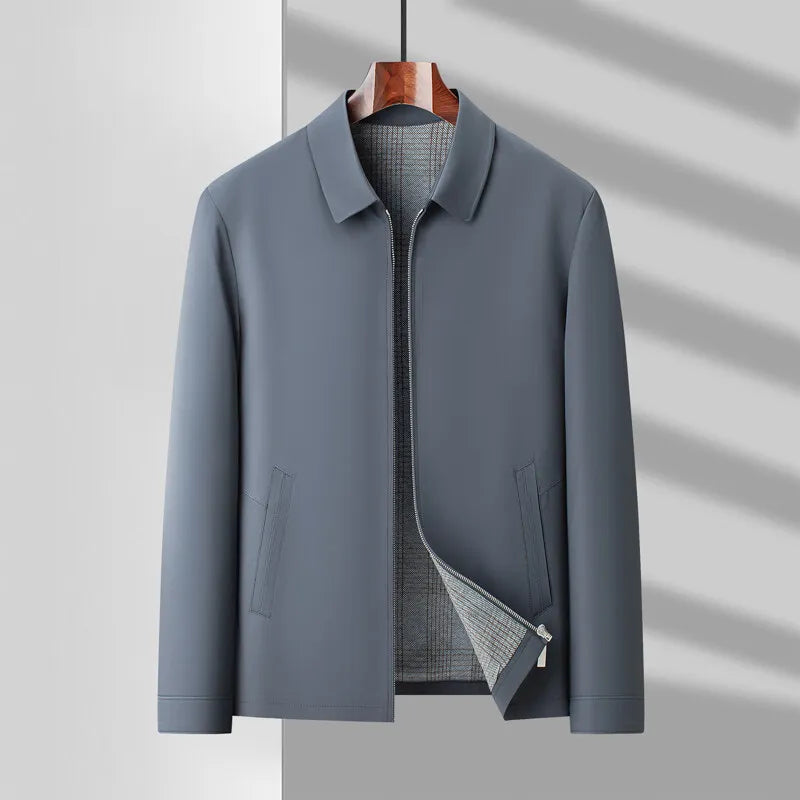 Midtown Lightweight Canvas Jacket with Shirt Collar and Glen Plaid Interior Lining