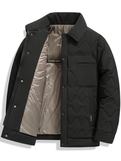 Utility Quilted Sherpa Collared Jacket with Ripple Quilt Shell and Satin Interior