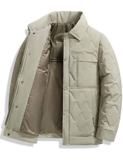 Utility Quilted Sherpa Collared Jacket with Ripple Quilt Shell and Satin Interior