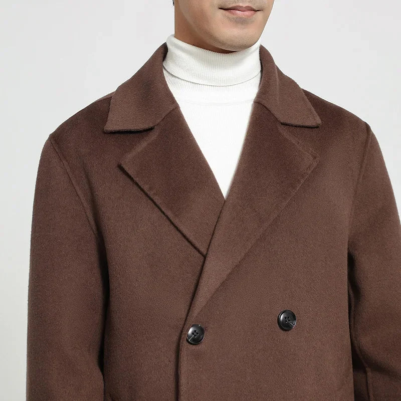 Valencia Long Wool Double-Breasted Notched Lapel Classic Winter Overcoat