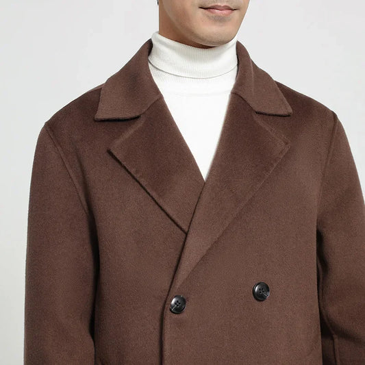 Valencia Long Wool Double-Breasted Notched Lapel Classic Winter Overcoat