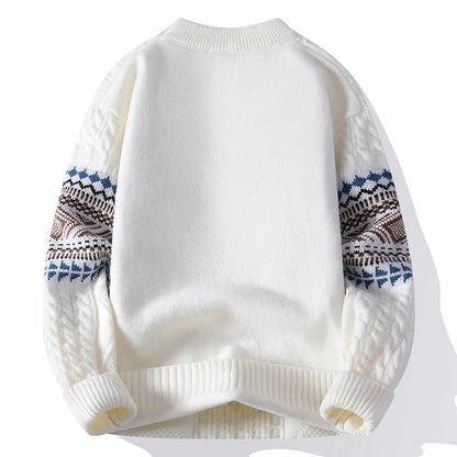 Granvik Fair Isle Cable Knit Pullover featuring Geometric Band and Relaxed Fit