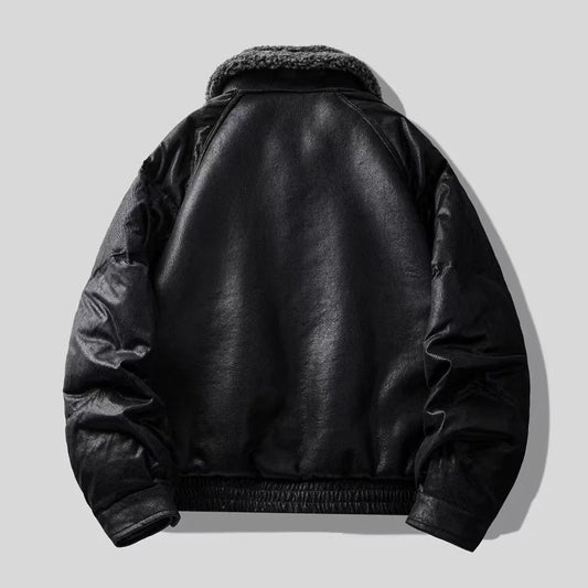 Colton Sherpa Aviator Jacket with Full Shearling Lining and Zip Chest Pocket