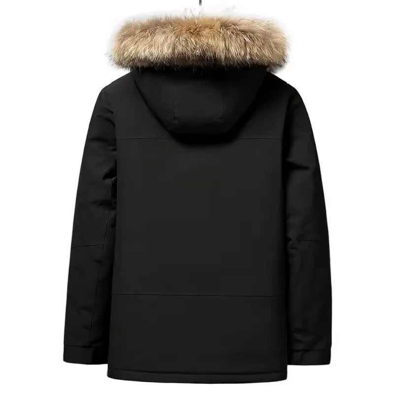 Tundra Down Parka Fur-Trim Hood with Quilted Down Vest Lining and Snap Placket