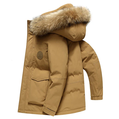 Tundra Down Parka Fur-Trim Hood with Quilted Down Vest Lining and Snap Placket