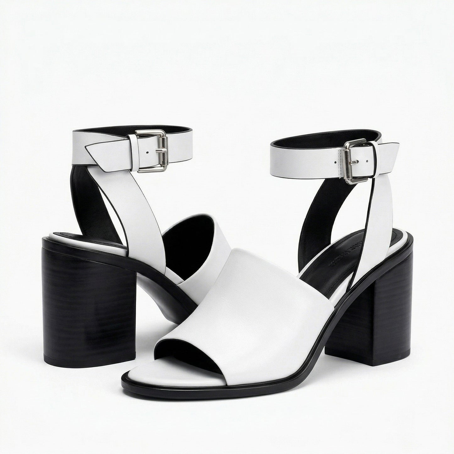 Siena Block Heel Sandals with Wide Ankle Strap and Adjustable Metal Buckle
