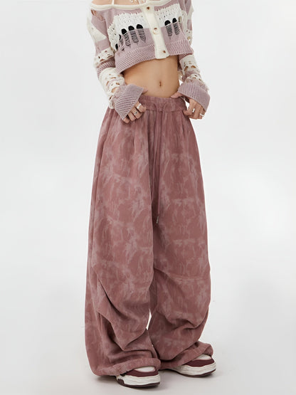 Acid Wash Corduroy Sweatpants featuring Wide Leg Silhouette and Drawstring Waist