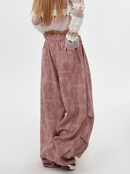 Acid Wash Corduroy Sweatpants featuring Wide Leg Silhouette and Drawstring Waist