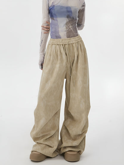 Acid Wash Corduroy Sweatpants featuring Wide Leg Silhouette and Drawstring Waist