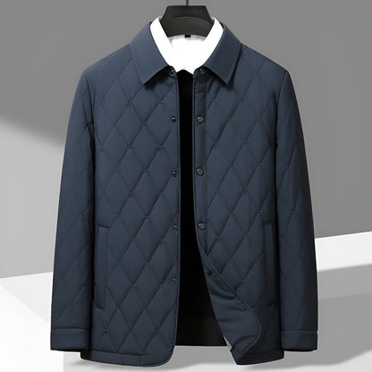 Arctic Insulated Diamond Quilt Jacket with Spread Collar and Snap Button Front